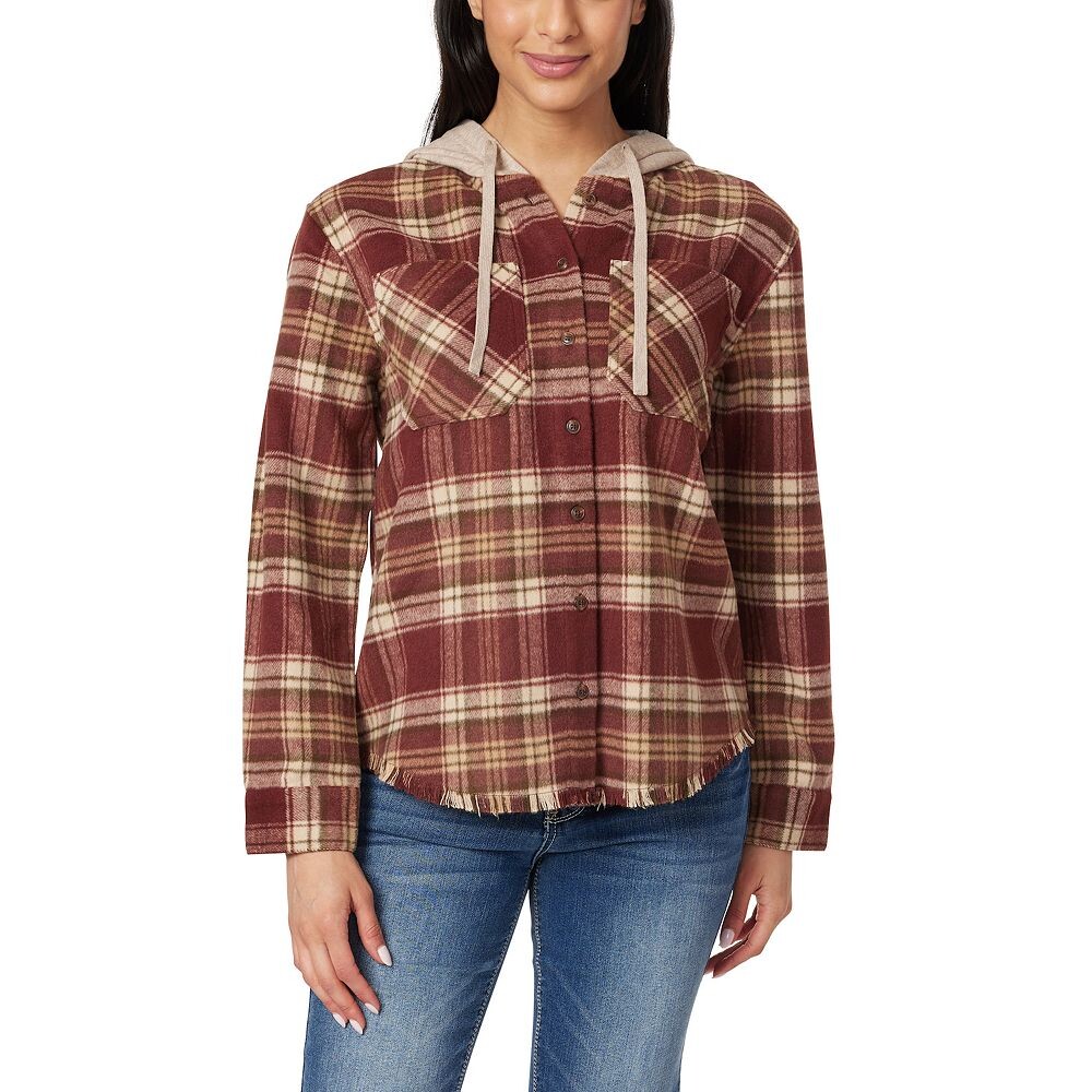 Стена для юниоровФланелевая куртка с капюшоном и цветочным принтом WallFlower, цвет Rose And Cream Plaid