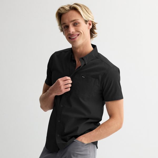 Мужская рубашка с коротким рукавом на пуговицах Rvca, черный 
Мужская рубашка с коротким рукавом на пуговицах Rvca, черный