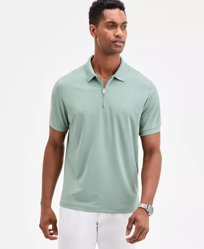 Мужская текстурированная поло с коротким рукавом и молнией на четверть Alfani, зеленый
Мужская текстурированная поло с коротким рукавом и молнией на четверть Alfani, зеленый