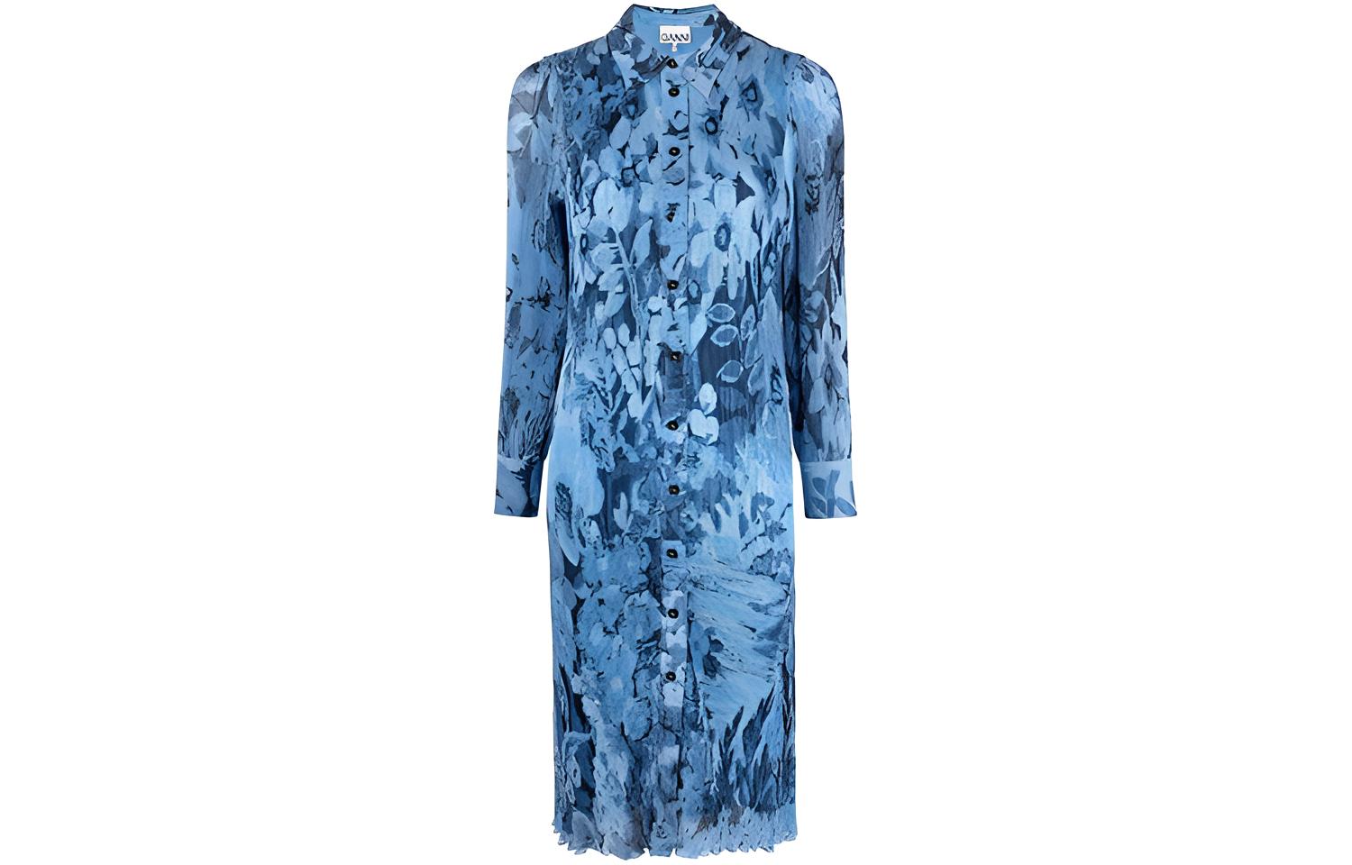 Женское платье с длинными рукавами синее GANNI
Женское платье с длинными рукавами синее GANNI