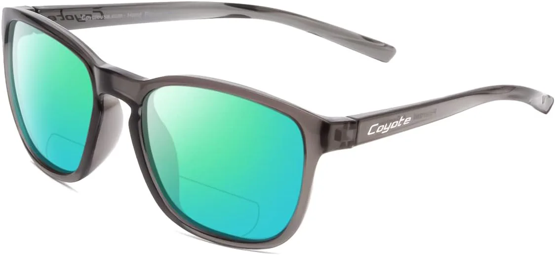 Дизайнерские квадратные поляризованные солнцезащитные очки Coyote Rambler или бифокальные солнцезащитные очки | Унисекс | 53 мм, Crystal Grey Frame/Green Mirror Lens
Дизайнерские квадратные поляризованные солнцезащитные очки Coyote Rambler или бифокальные солнцезащитные очки | Унисекс | 53 мм, Crystal Grey Frame/Green Mirror Lens