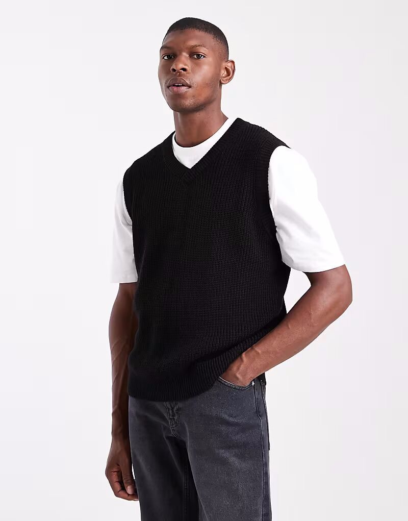 Свободный трикотажный жилет черного цвета Asos Design
Свободный трикотажный жилет черного цвета Asos Design