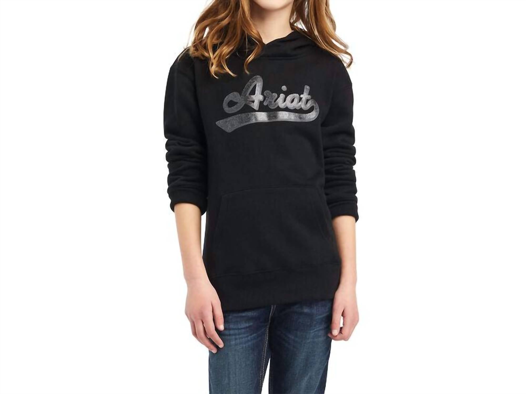 Детский худи с блестками в черном цвете ARIAT
Детский худи с блестками в черном цвете ARIAT