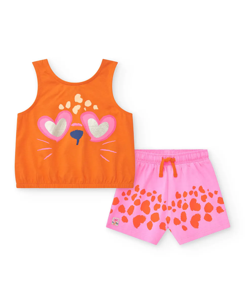 Комплект для девочки с футболкой без рукавов и шортами в горошек Tuc tuc, оранжевый
Комплект для девочки с футболкой без рукавов и шортами в горошек Tuc tuc, оранжевый