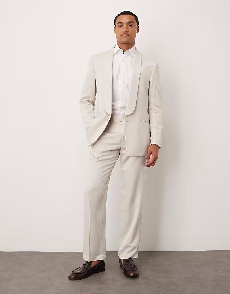 Прямые брюки из бежевого атласа Asos Design
Прямые брюки из бежевого атласа Asos Design