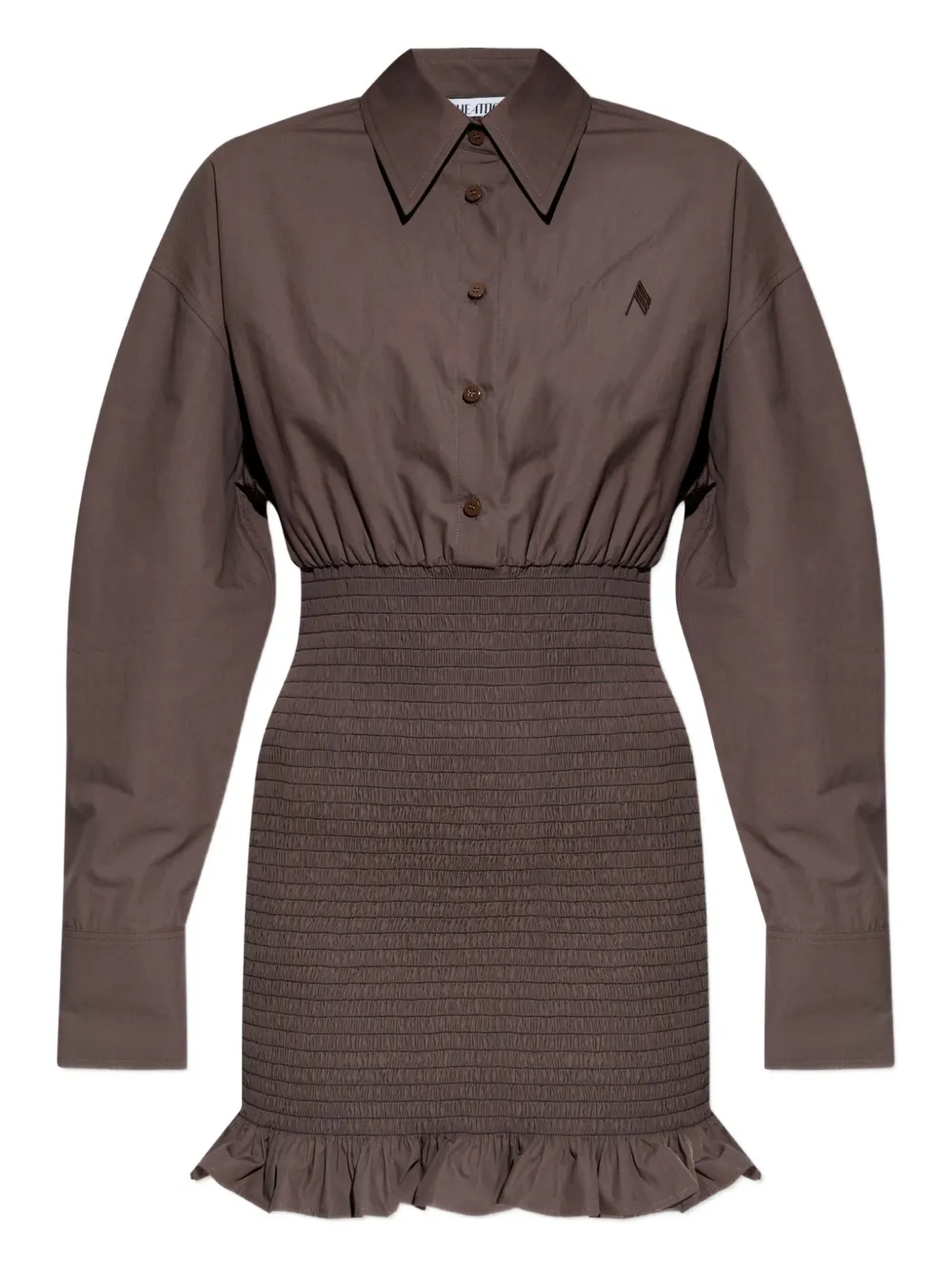 Мини-платье с оборками и сборками The Attico, коричневый 
Мини-платье с оборками и сборками The Attico, коричневый