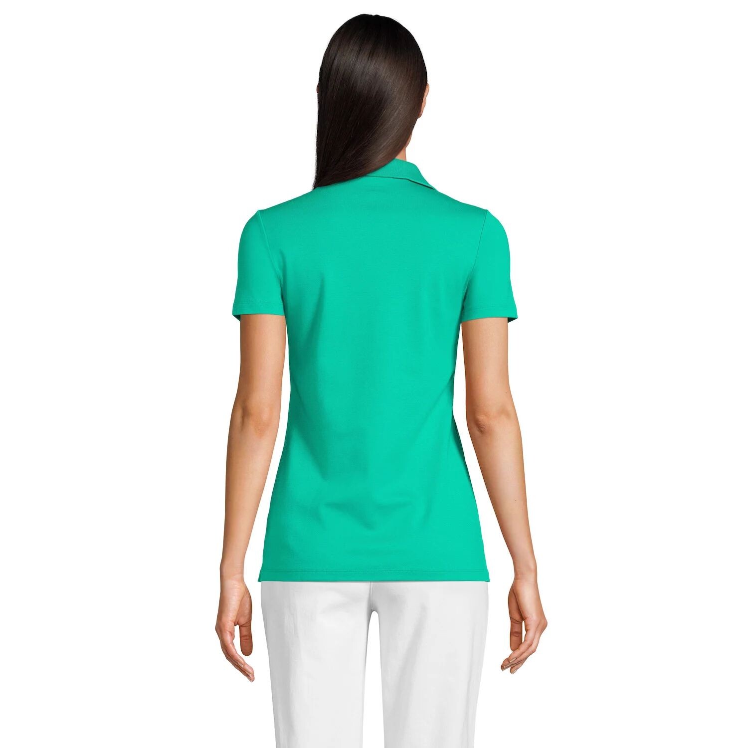 Женская хлопковая рубашка-поло Lands End Supima Lands' End, белый 
Женская хлопковая рубашка-поло Lands End Supima Lands' End, белый