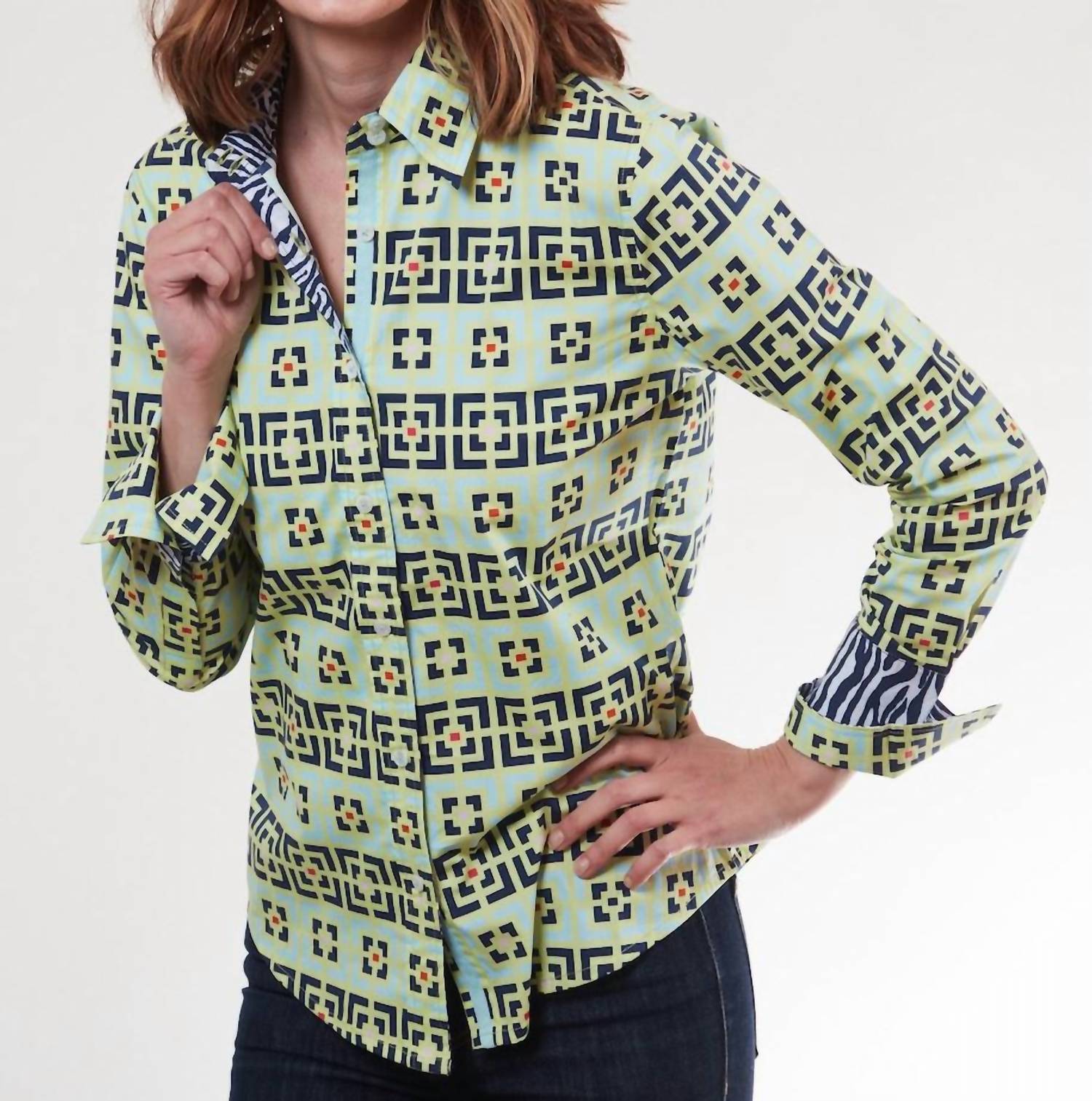 Рубашка Rome в сетку зеленого и синего цветов Dizzy-Lizzie
Рубашка Rome в сетку зеленого и синего цветов Dizzy-Lizzie