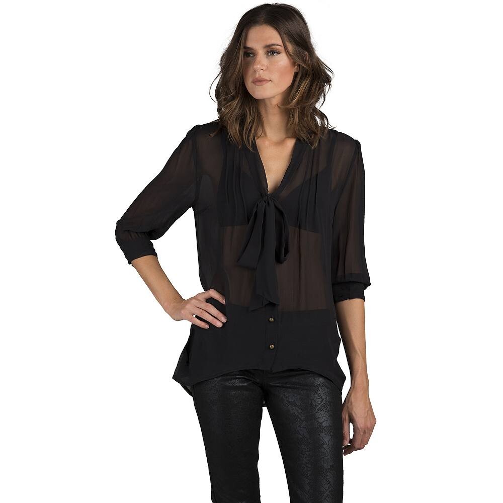 Женская блузка с пышным силуэтом из 100% шелкового жоржета с завязкой спереди и длинными рукавами Poetic Justice, черный
Женская блузка с пышным силуэтом из 100% шелкового жоржета с завязкой спереди и длинными рукавами Poetic Justice, черный