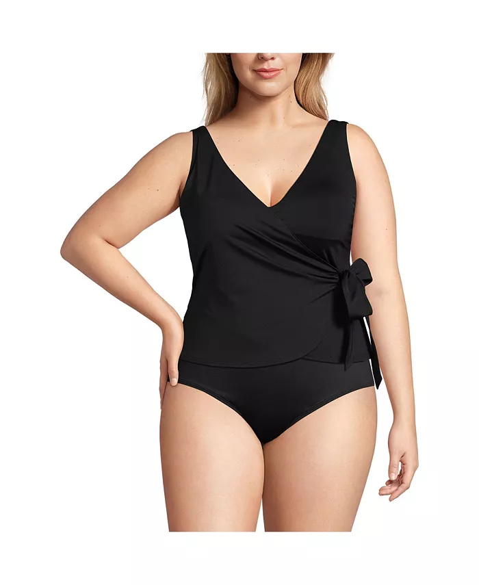 Женский топ-танкини с чашечками DDD и завязками по бокам Lands' End, черный
Женский топ-танкини с чашечками DDD и завязками по бокам Lands' End, черный