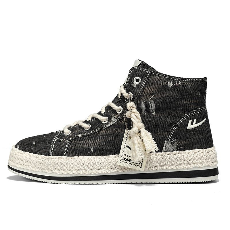 Прочные легкие дышащие нескользящие высокие скейтерские кросовки мужские джинсовые черные Warrior Coverage
Прочные легкие дышащие нескользящие высокие скейтерские кросовки мужские джинсовые черные Warrior Coverage