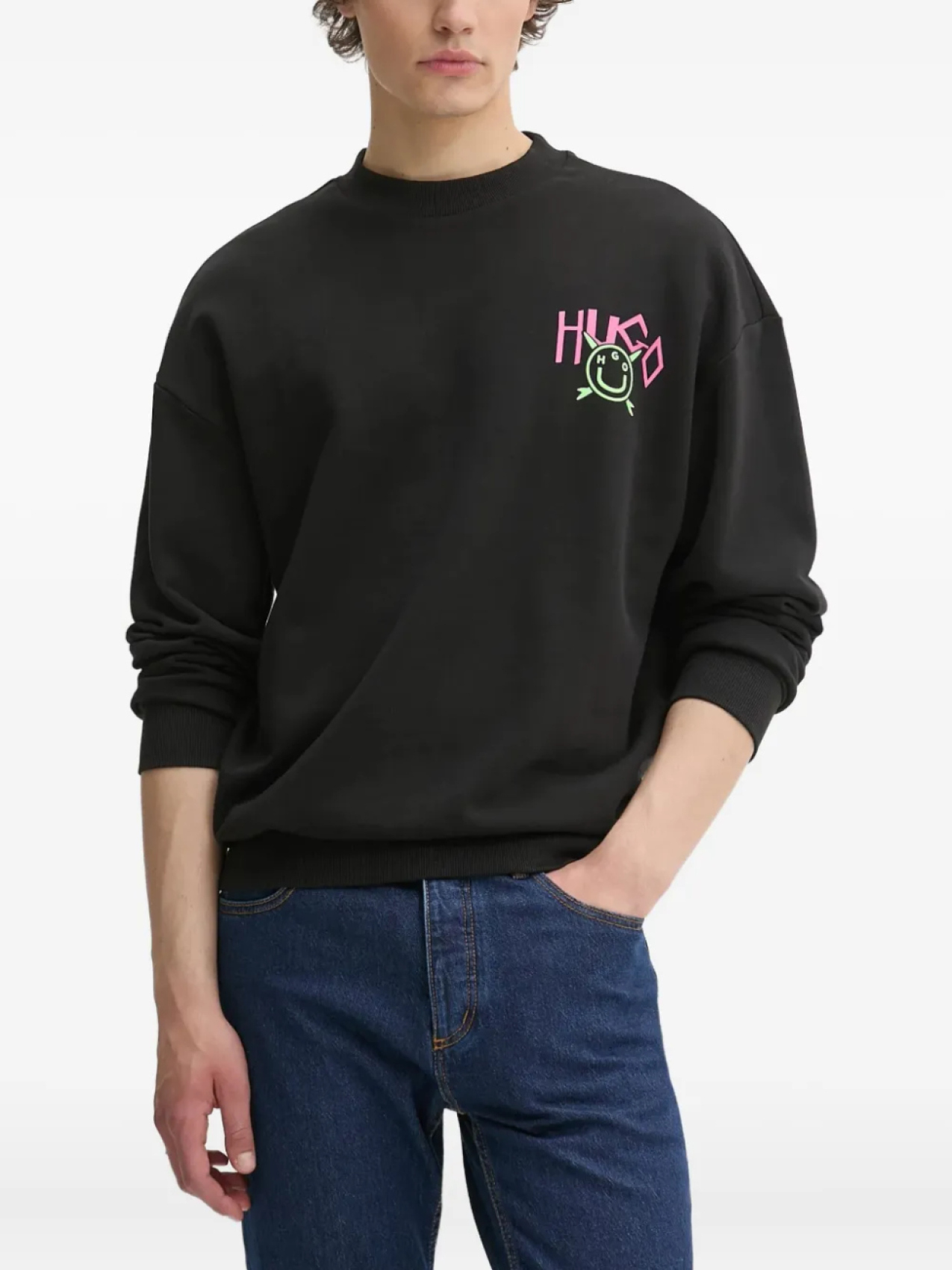 HUGO Хлопковая толстовка с логотипом Happy, черный
HUGO Хлопковая толстовка с логотипом Happy, черный