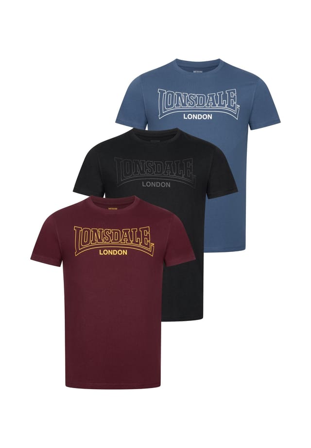 Футболка стандартного кроя три пары бинли Lonsdale, мультиколор 
Футболка стандартного кроя три пары бинли Lonsdale, мультиколор