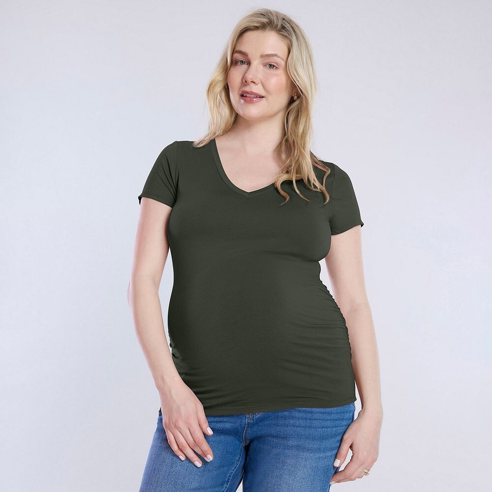 Футболка Maternity Motherhood с V-образным вырезом и рюшами по бокам, цвет Olive
Футболка Maternity Motherhood с V-образным вырезом и рюшами по бокам, цвет Olive