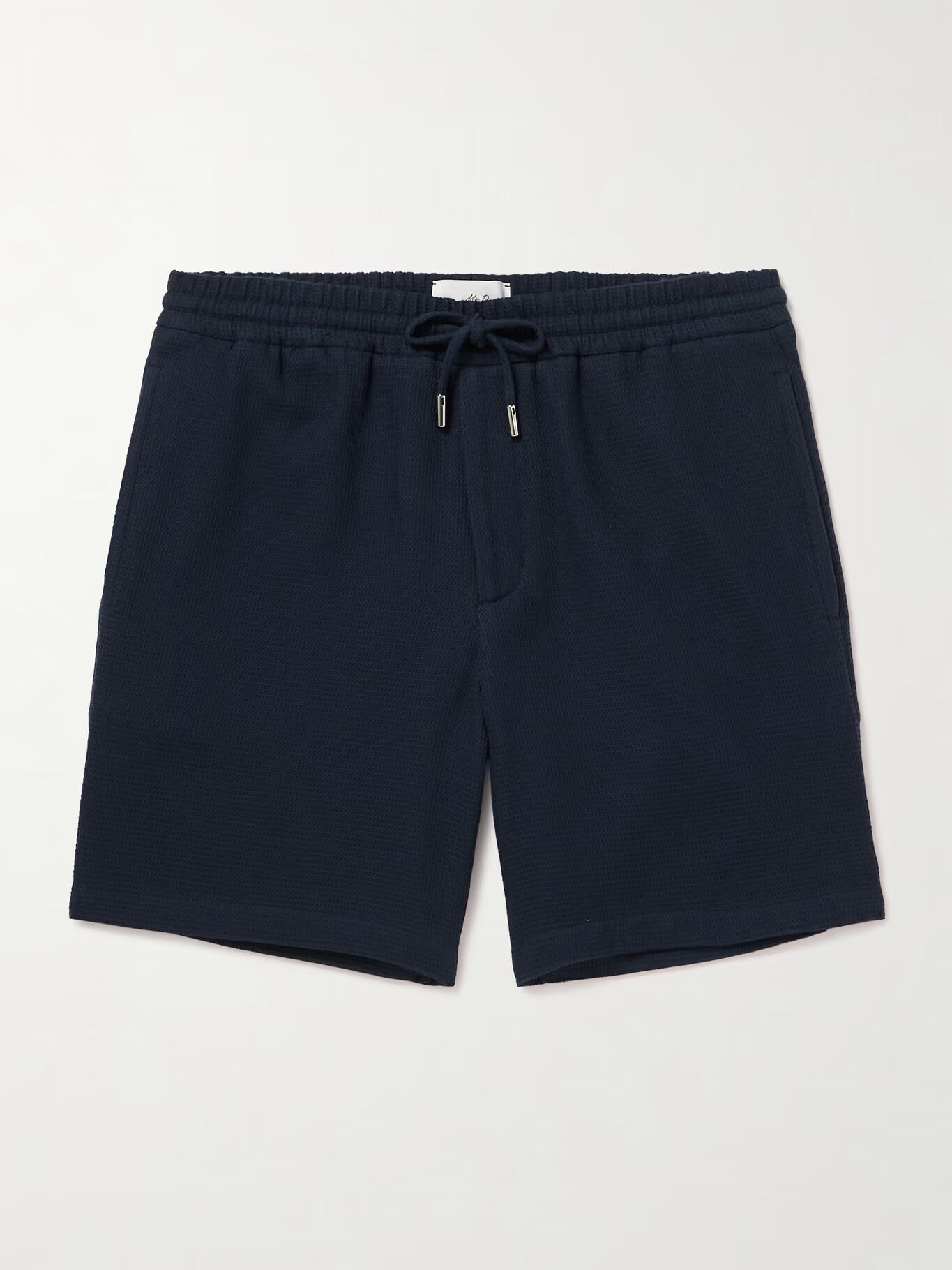 Шорты прямого покроя из органического хлопка с вафельной вязкой и завязками MR P., темно-синий 
Шорты прямого покроя из органического хлопка с вафельной вязкой и завязками MR P., темно-синий