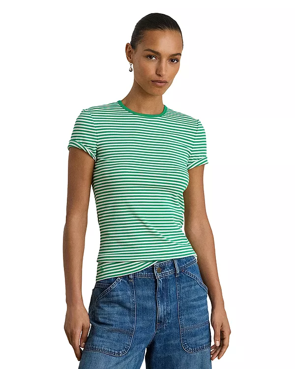 Полосатая футболка с круглым вырезом из эластичного хлопка Ralph Lauren, зеленый
Полосатая футболка с круглым вырезом из эластичного хлопка Ralph Lauren, зеленый