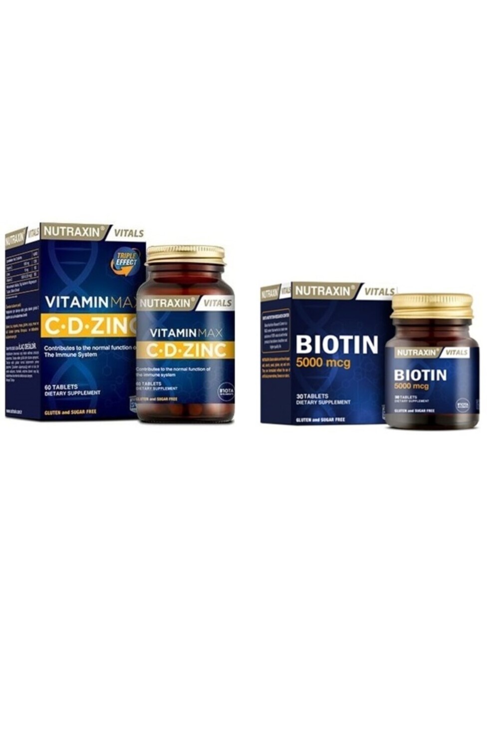 Nutraxin 1000 мг витамина С, 1000 МЕ витамина D и 10 мг цинка 60 таблеток + 5000 мкг биотина 30 таблеток
Nutraxin 1000 мг витамина С, 1000 МЕ витамина D и 10 мг цинка 60 таблеток + 5000 мкг биотина 30 таблеток