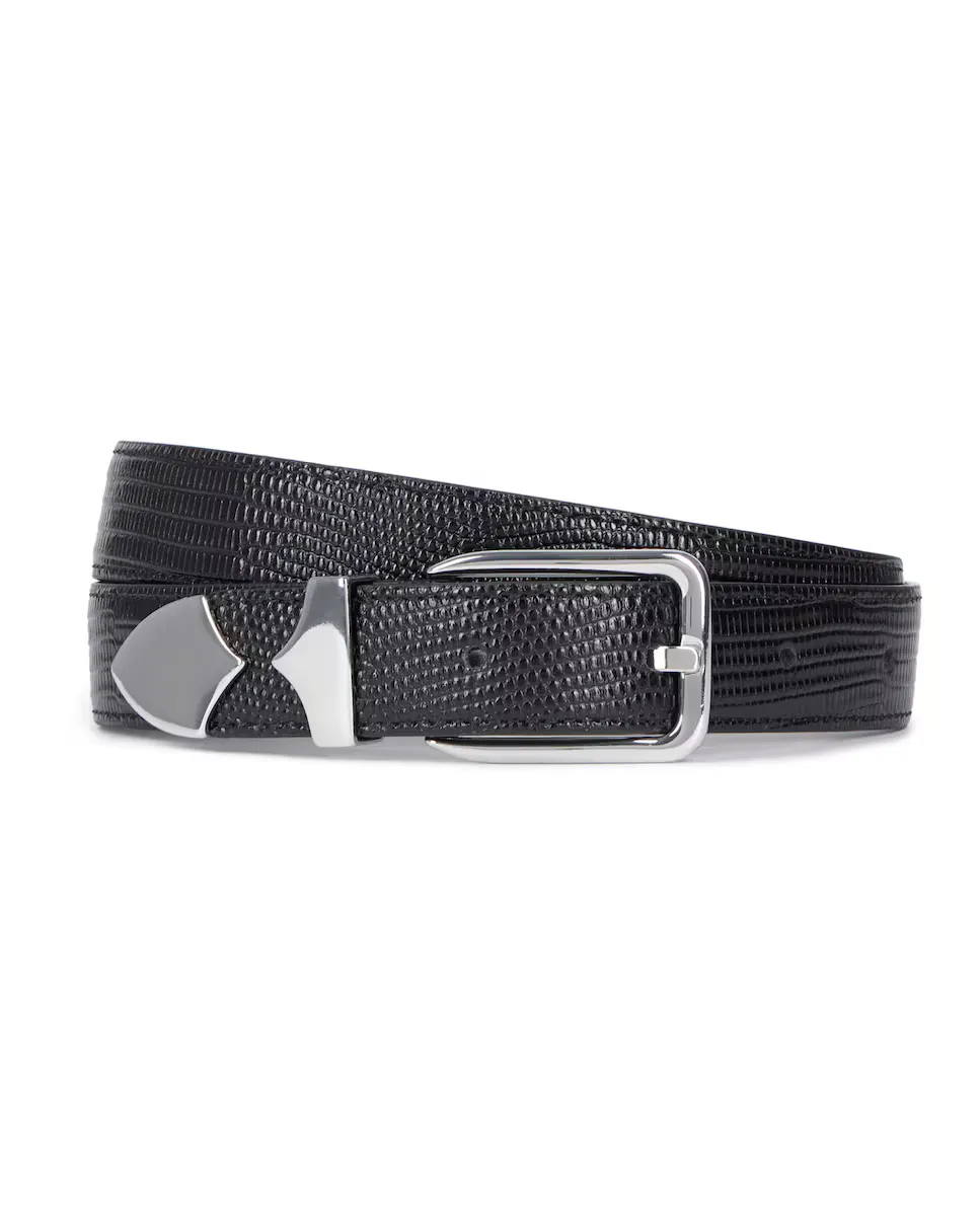 Мужской черный ремень из кожи с эффектом крокодила The Kooples
Мужской черный ремень из кожи с эффектом крокодила The Kooples