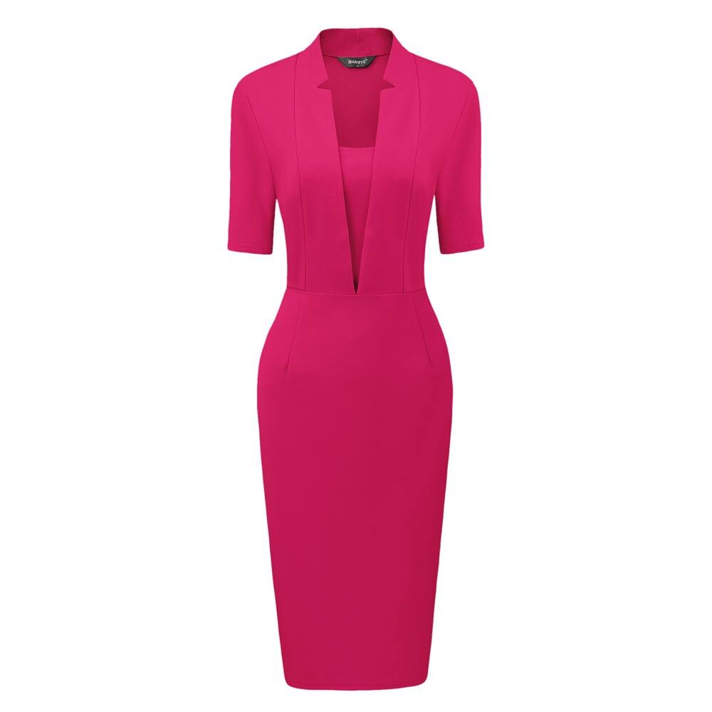 Платье-футляр для женщин, V-образный вырез, короткий рукав, офисные облегающие платья миди ALLEGRA K, цвет Fushcia
Платье-футляр для женщин, V-образный вырез, короткий рукав, офисные облегающие платья миди ALLEGRA K, цвет Fushcia