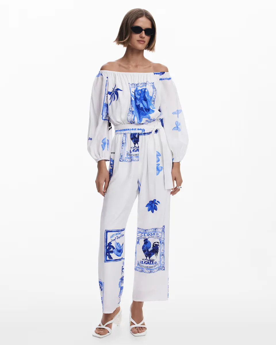 Женский комбинезон с принтом открытки Desigual, белый
Женский комбинезон с принтом открытки Desigual, белый