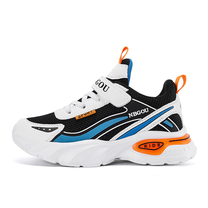 Нескользящие, износостойкие, упругие, дышащие, поддерживающие, низкие детские кроссовки для повседневной носки HBRK, черный/оранжевый 
Нескользящие, износостойкие, упругие, дышащие, поддерживающие, низкие детские кроссовки для повседневной носки HBRK, черный/оранжевый