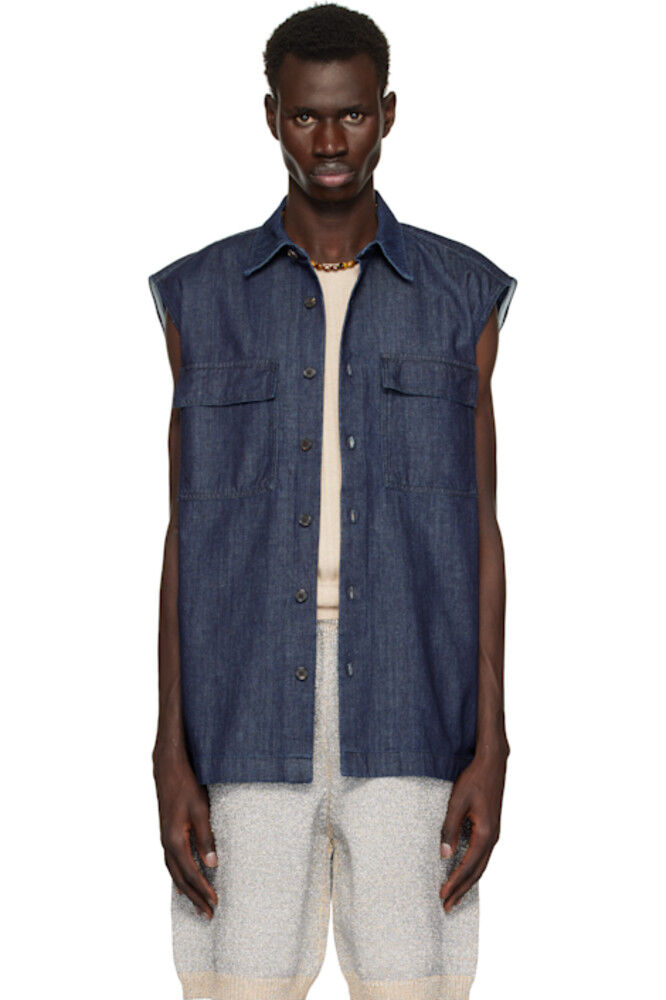 Синяя джинсовая рубашка без рукавов Dries Van Noten
Синяя джинсовая рубашка без рукавов Dries Van Noten