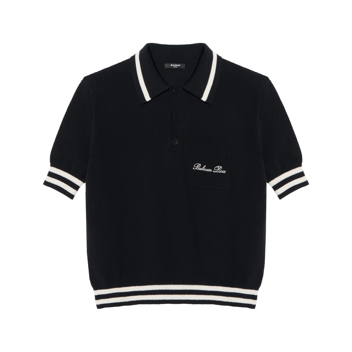 Футболка поло с вышитым логотипом BALMAIN, черная
Футболка поло с вышитым логотипом BALMAIN, черная