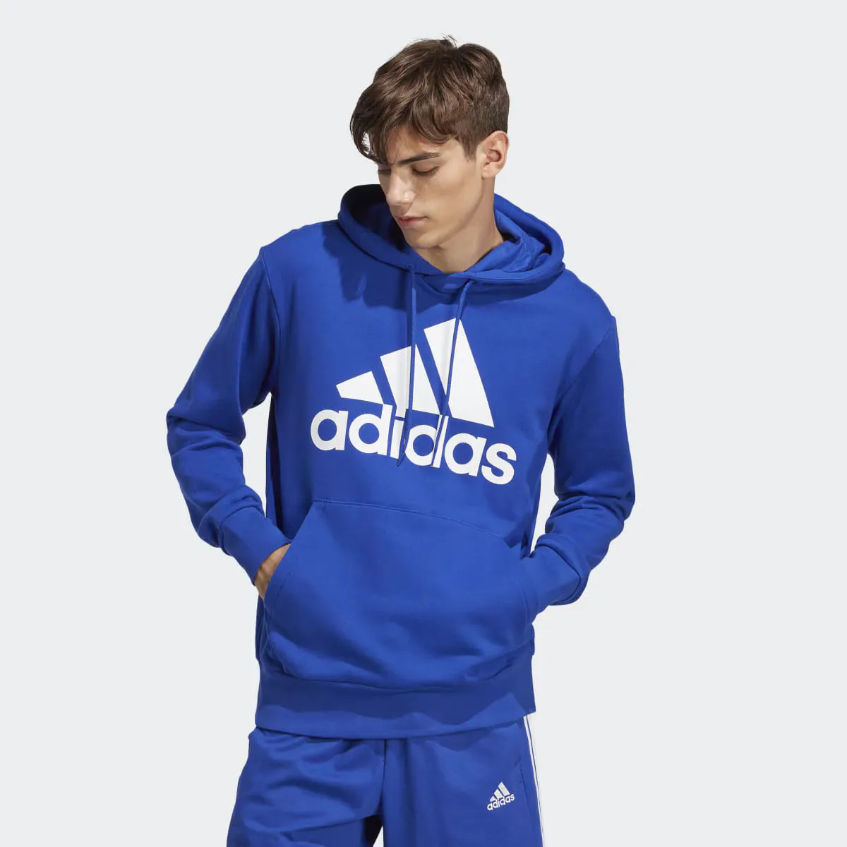 Men's Essentials Французская махровая толстовка с большим логотипом Adidas, синий 
Men's Essentials Французская махровая толстовка с большим логотипом Adidas, синий