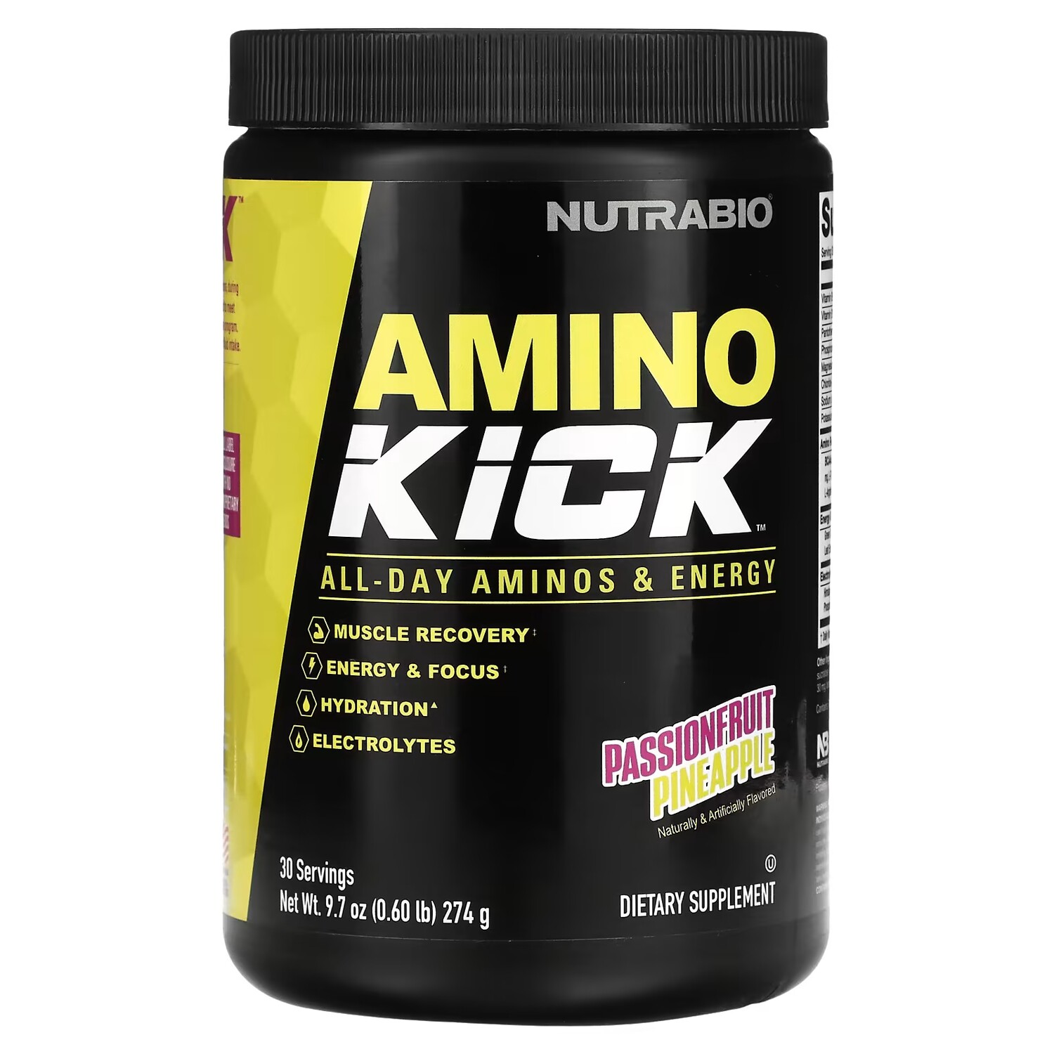 Добавка NutraBio Amino Kick маракуйя и ананас, 274 г
Добавка NutraBio Amino Kick маракуйя и ананас, 274 г