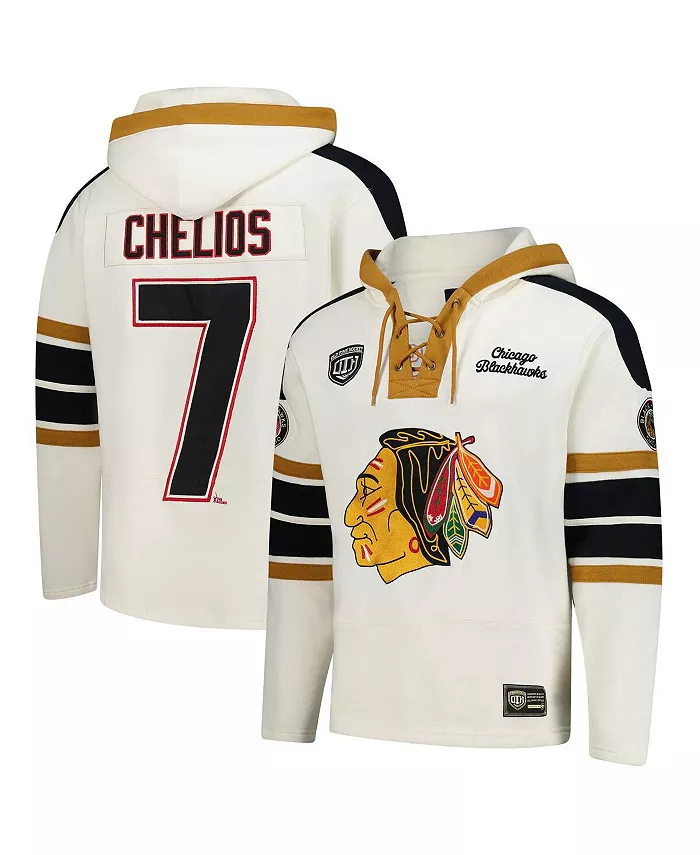 Мужская кремовая толстовка с капюшоном на шнуровке Chris Chelios Blue Line Heritage с именем и номером Chicago Blackhawks '47 Brand
Мужская кремовая толстовка с капюшоном на шнуровке Chris Chelios Blue Line Heritage с именем и номером Chicago Blackhawks '47 Brand