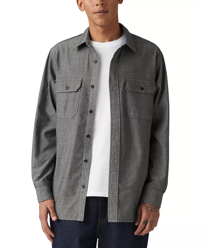 Мужская рабочая рубашка с длинным рукавом на пуговицах свободного кроя Levi's, черный
Мужская рабочая рубашка с длинным рукавом на пуговицах свободного кроя Levi's, черный