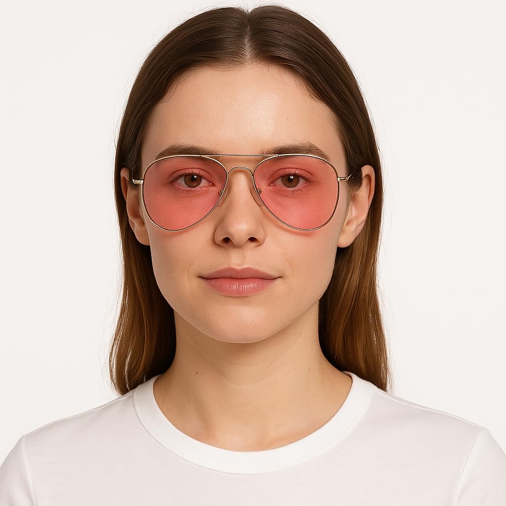 Солнцезащитные очки-авиаторы розово-желтого цвета – защита от УФ-излучения UV400 | Очки для цветотерапии, поднимающие настроение | Легкая металлическая оправа RobRia, Rose
Солнцезащитные очки-авиаторы розово-желтого цвета – защита от УФ-излучения UV400 | Очки для цветотерапии, поднимающие настроение | Легкая металлическая оправа RobRia, Rose