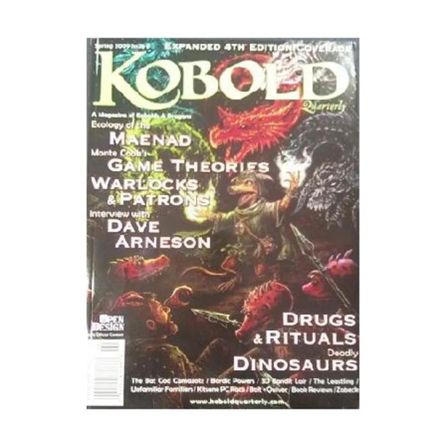 Журнал #9 "New Powers for Bards, Camazotz the Bat God, Dave Arneson Interview", Kobold Quarterly
Журнал #9 "New Powers for Bards, Camazotz the Bat God, Dave Arneson Interview", Kobold Quarterly