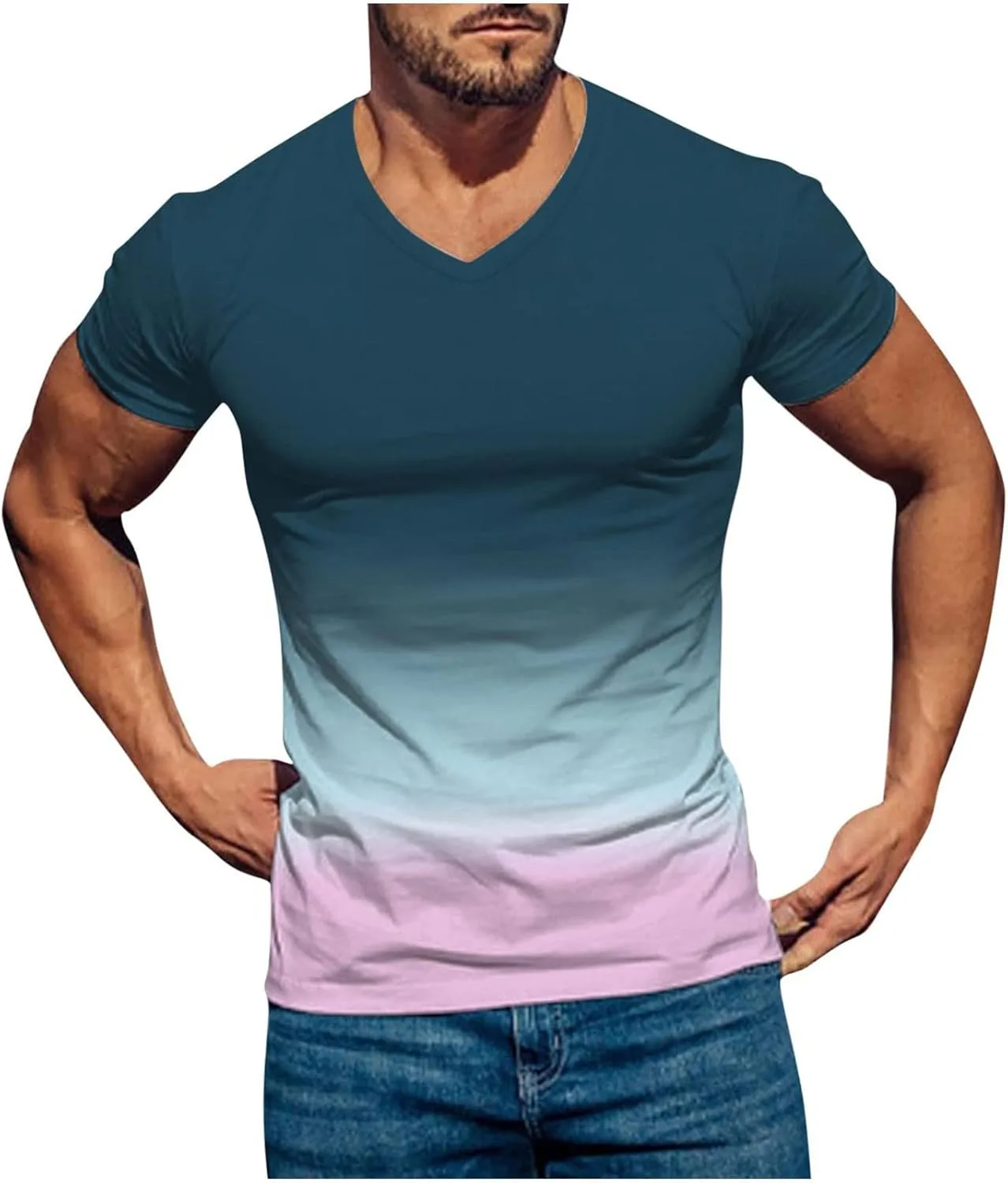 Мужская футболка V-образным вырезом Ombre Color Slim Fit
Мужская футболка V-образным вырезом Ombre Color Slim Fit