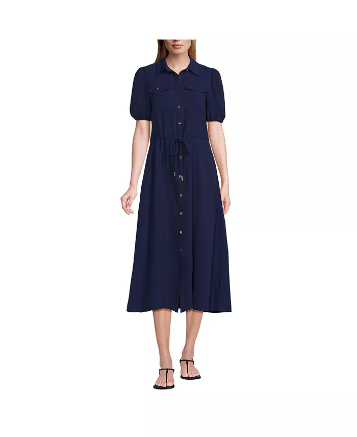 Женское платье с коротким рукавом и застежкой на пуговицы из твила Lands' End, синий
Женское платье с коротким рукавом и застежкой на пуговицы из твила Lands' End, синий