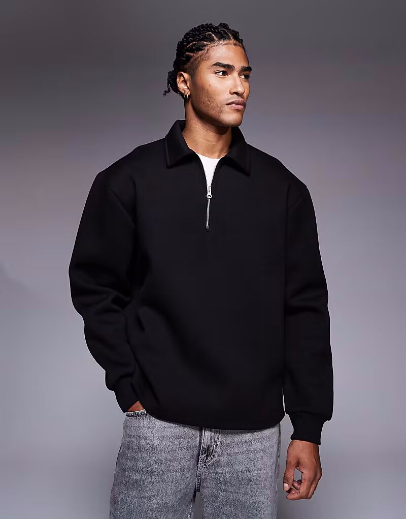 Толстовка свободного кроя с четвертной молнией из ткани в стиле «скуба» черного цвета Asos Design
Толстовка свободного кроя с четвертной молнией из ткани в стиле «скуба» черного цвета Asos Design