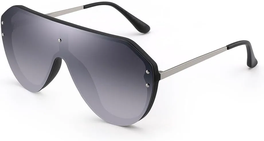 Солнцезащитные очки-щитки для женщин и мужчин, большие зеркальные солнцезащитные очки для женщин и мужчин, защита от ультрафиолета UV400 LXLHWN, Black White
Солнцезащитные очки-щитки для женщин и мужчин, большие зеркальные солнцезащитные очки для женщин и мужчин, защита от ультрафиолета UV400 LXLHWN, Black White