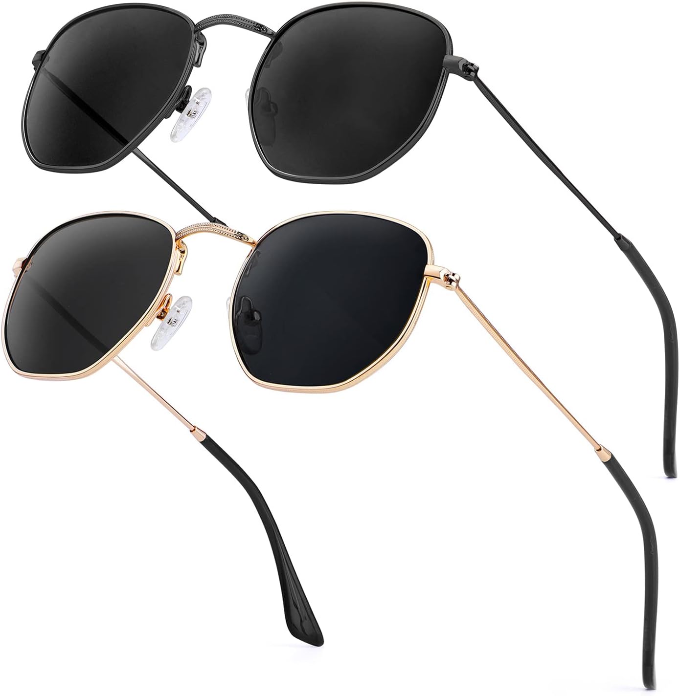 Солнцезащитные очки KALIYADI для женщин и мужчин, поляризованные, квадратная форма, защита от УФ-излучения, модная шестиугольная металлическая оправа, B1 (2 Pack) Black/Grey + Gold/Grey (Hexagonal)
Солнцезащитные очки KALIYADI для женщин и мужчин, поляризованные, квадратная форма, защита от УФ-излучения, модная шестиугольная металлическая оправа, B1 (2 Pack) Black/Grey + Gold/Grey (Hexagonal)