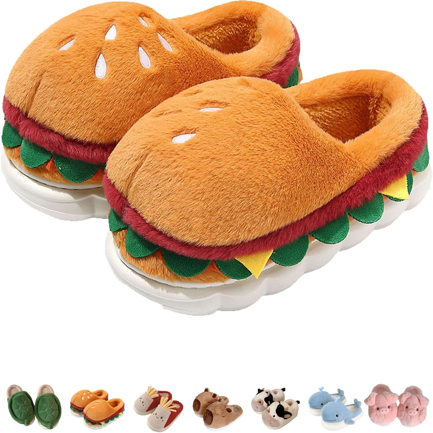 Тапочки Jfxgjuv в виде черепахи, пушистые тапочки-животные для взрослых и детей, милые плюшевые тапочки-гамбургер, капибара, корова, свинья, акула, мягкие зимние теплые домашние обувь для улицы и дома, Hamburger
Тапочки Jfxgjuv в виде черепахи, пушистые тапочки-животные для взрослых и детей, милые плюшевые тапочки-гамбургер, капибара, корова, свинья, акула, мягкие зимние теплые домашние обувь для улицы и дома, Hamburger