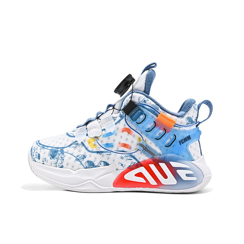 Нескользящие, легкие, амортизирующие, низкие баскетбольные кроссовки для детей FCMM, белый/синий 
Нескользящие, легкие, амортизирующие, низкие баскетбольные кроссовки для детей FCMM, белый/синий