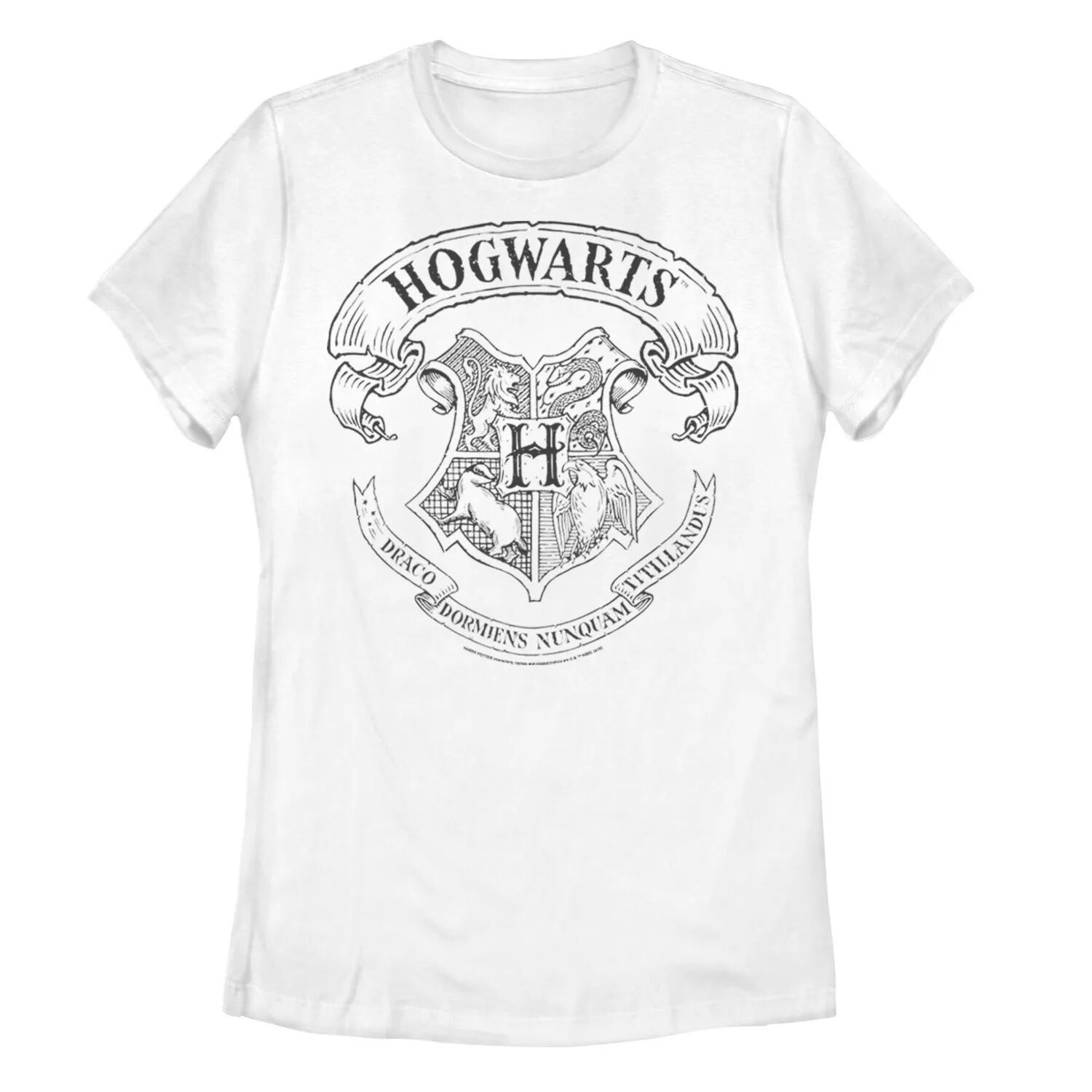 Футболка с простым контуром герба Хогвартса для юниоров «Гарри Поттер» Licensed Character