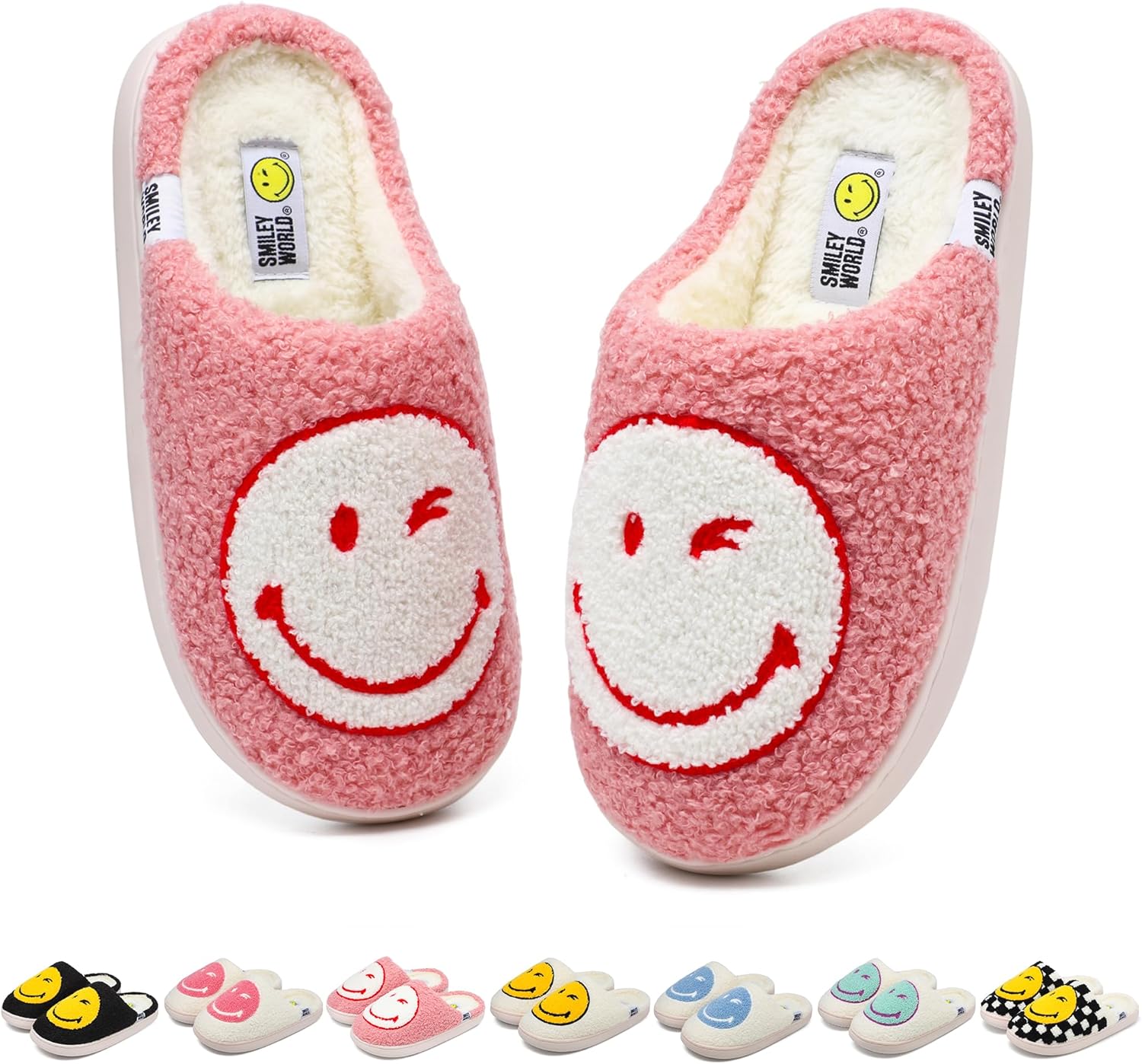 SMILEYWORLD Женские и мужские тапочки с улыбающимся лицом, Удобные теплые плюшевые домашние тапочки, Ретро забавные счастливые улыбки, мягкие тапочки из пены с эффектом памяти, для дома и улицы, белый/розовый
SMILEYWORLD Женские и мужские тапочки с улыбающимся лицом, Удобные теплые плюшевые домашние тапочки, Ретро забавные счастливые улыбки, мягкие тапочки из пены с эффектом памяти, для дома и улицы, белый/розовый