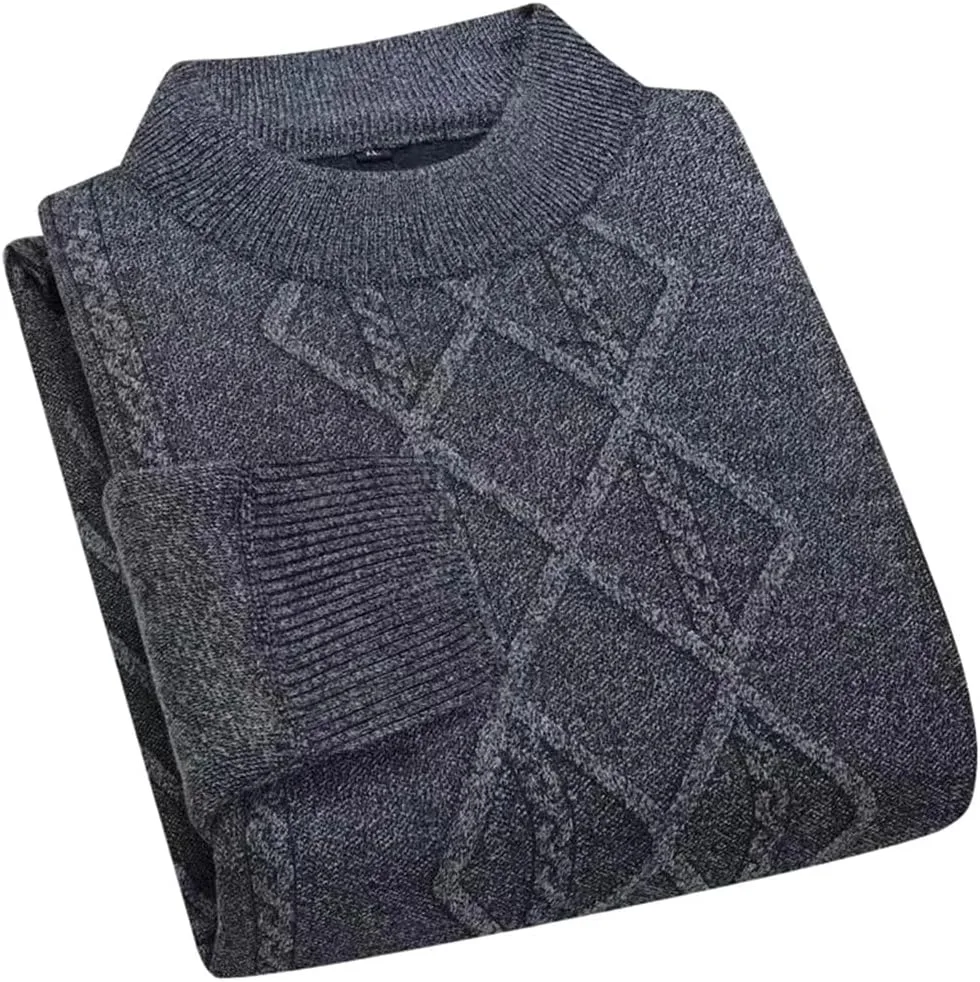 Мужской однотонный вязаный пуловер с круглым вырезом
Мужской однотонный вязаный пуловер с круглым вырезом