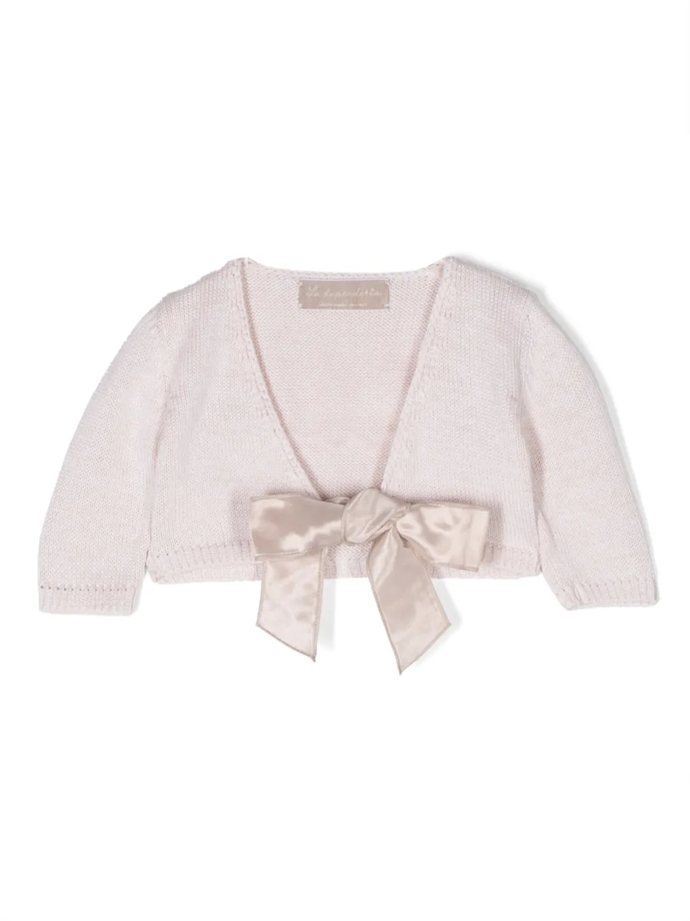Кардиган с V-образным вырезом и бантом La Stupenderia, нейтральный
Кардиган с V-образным вырезом и бантом La Stupenderia, нейтральный