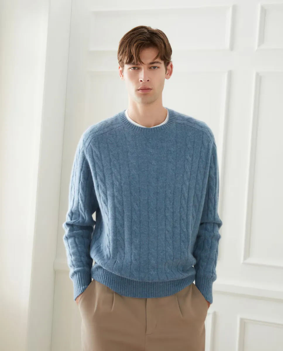 Мужской свитер с круглым вырезом и кашемировым кашемиром Emidio Tucci, цвет Celeste
Мужской свитер с круглым вырезом и кашемировым кашемиром Emidio Tucci, цвет Celeste