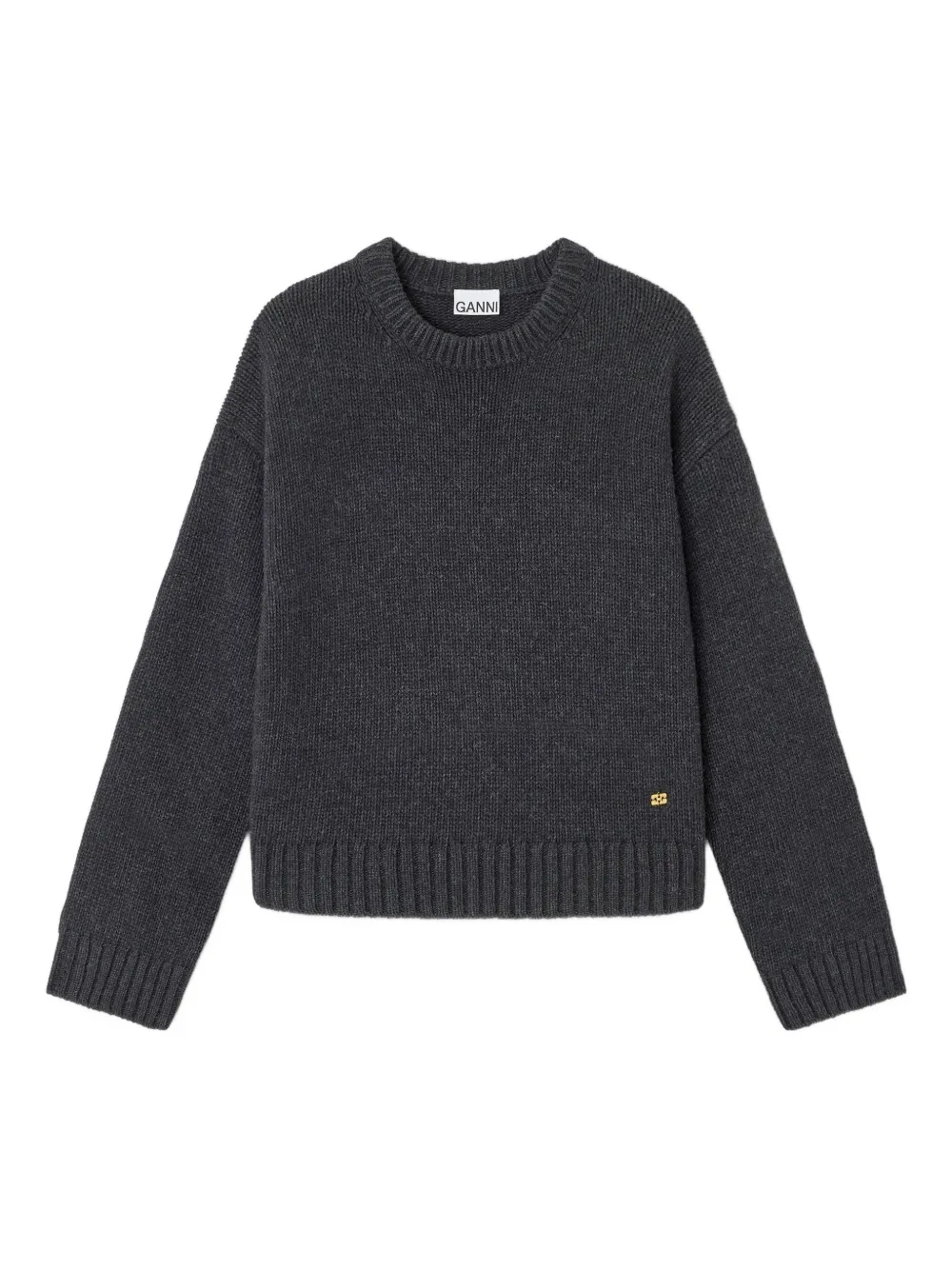 Свитер с приспущенными плечами GANNI, серый 
Свитер с приспущенными плечами GANNI, серый