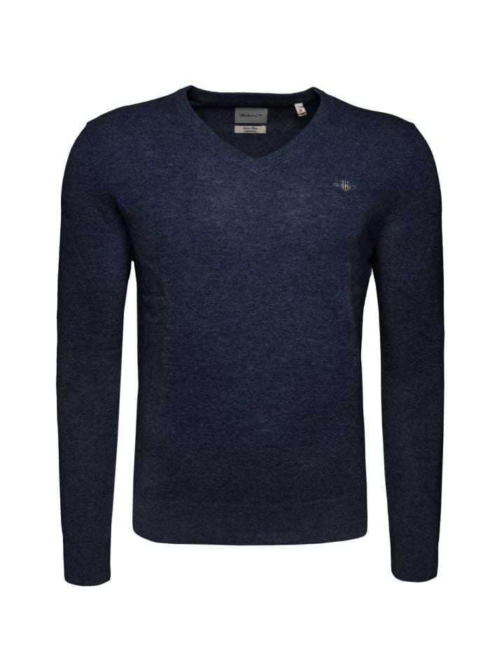 Вязаный свитер с V-образным вырезом из очень тонкой овечьей шерсти темно-синего цвета Gant
Вязаный свитер с V-образным вырезом из очень тонкой овечьей шерсти темно-синего цвета Gant