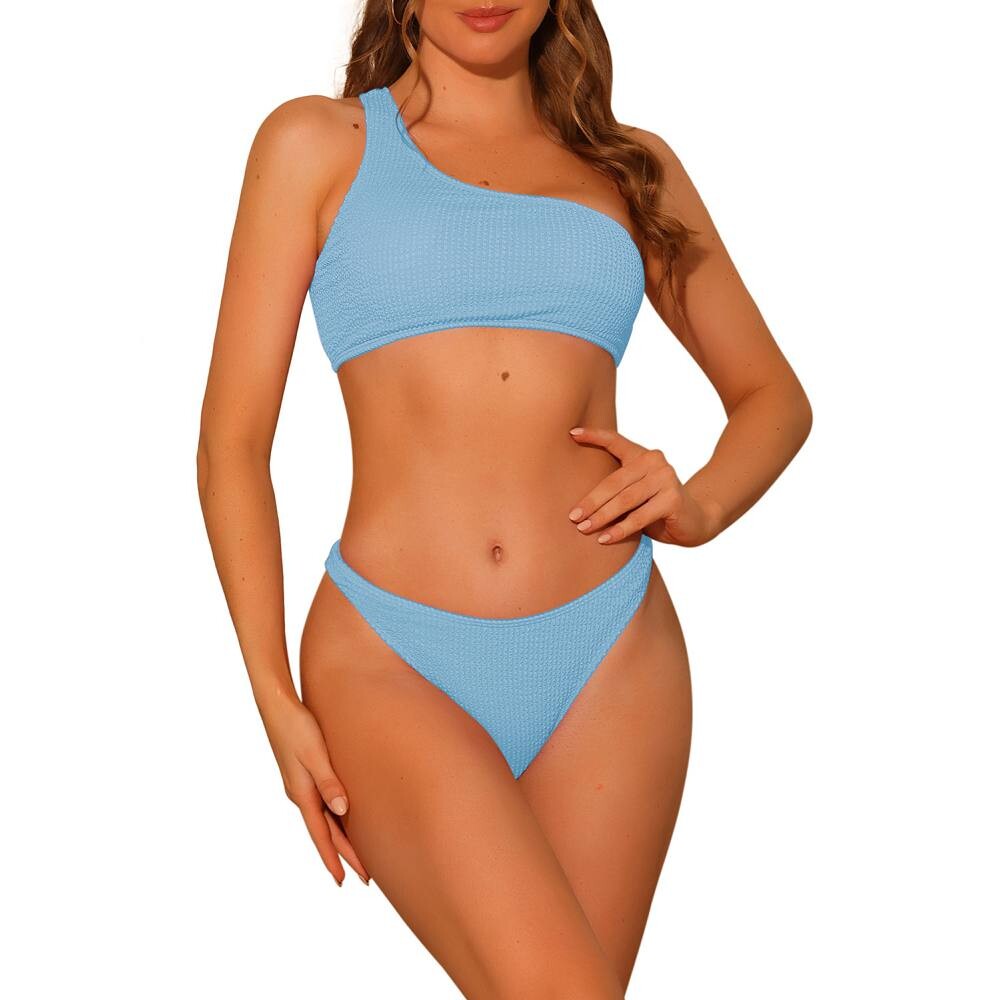 Женские комплекты бикини на одно плечо, комплекты из двух частей, треугольные плавки, спортивные купальники, костюмы Elerevyo, синий
Женские комплекты бикини на одно плечо, комплекты из двух частей, треугольные плавки, спортивные купальники, костюмы Elerevyo, синий