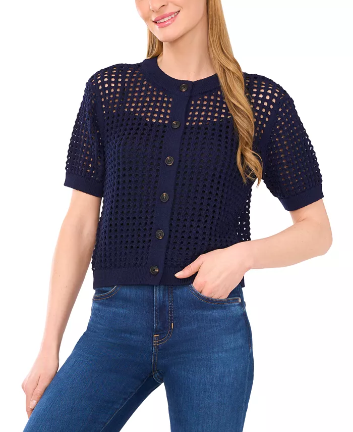 Женский короткий кардиган с текстурной сеткой CeCe, синий
Женский короткий кардиган с текстурной сеткой CeCe, синий
