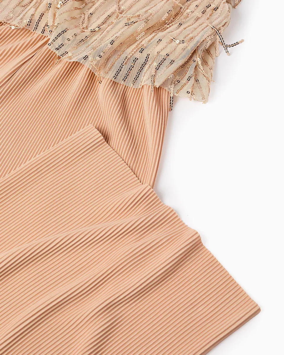 Детское платье плиссе с пайетками Zippy, бежевый
Детское платье плиссе с пайетками Zippy, бежевый